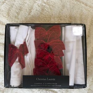 CHRISTIAN LACROIX 6 Napkins & 6 Velvet Napkin Rings - 100% Cotton Napkins